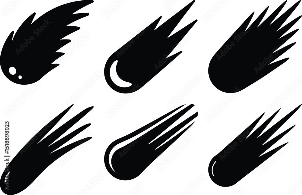 Aufkleber a set of vector illustrations showing different styles of falling comets