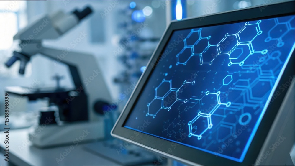 Poster Advanced AI Neural Network Scanning Chemical Structures on Monitor