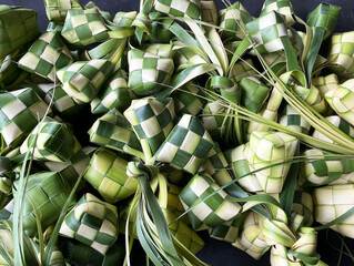 Photo of Ketupat, special dish served at Eid al-Fitr and Eid al-Adha celebration in Indonesia. 
