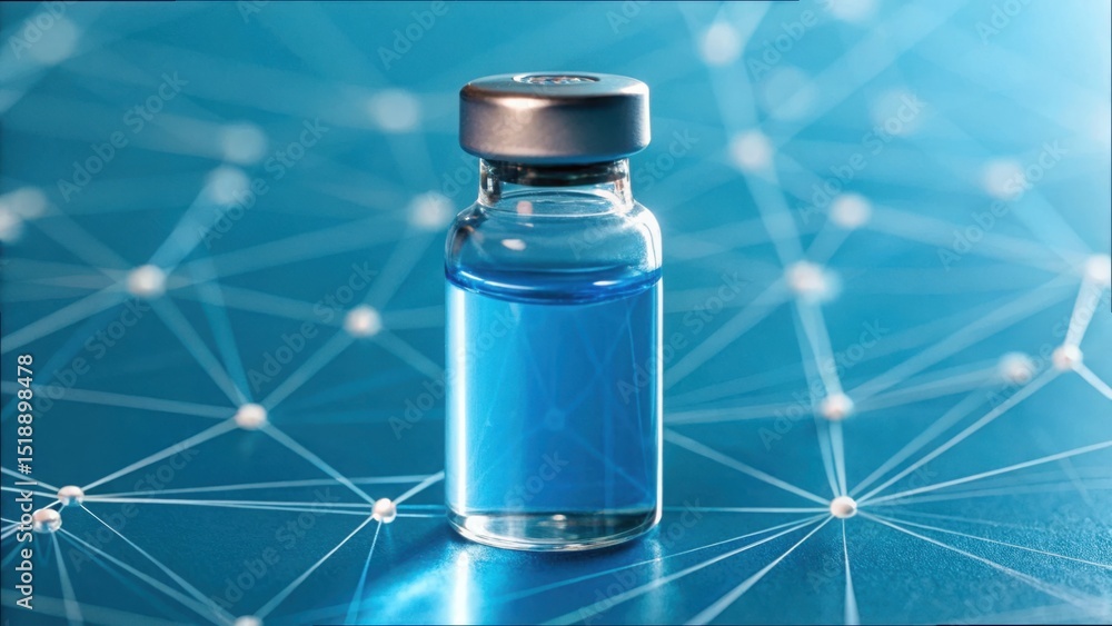 Poster Digital Vial Surrounded by Network Lines in Modern Tech Environment