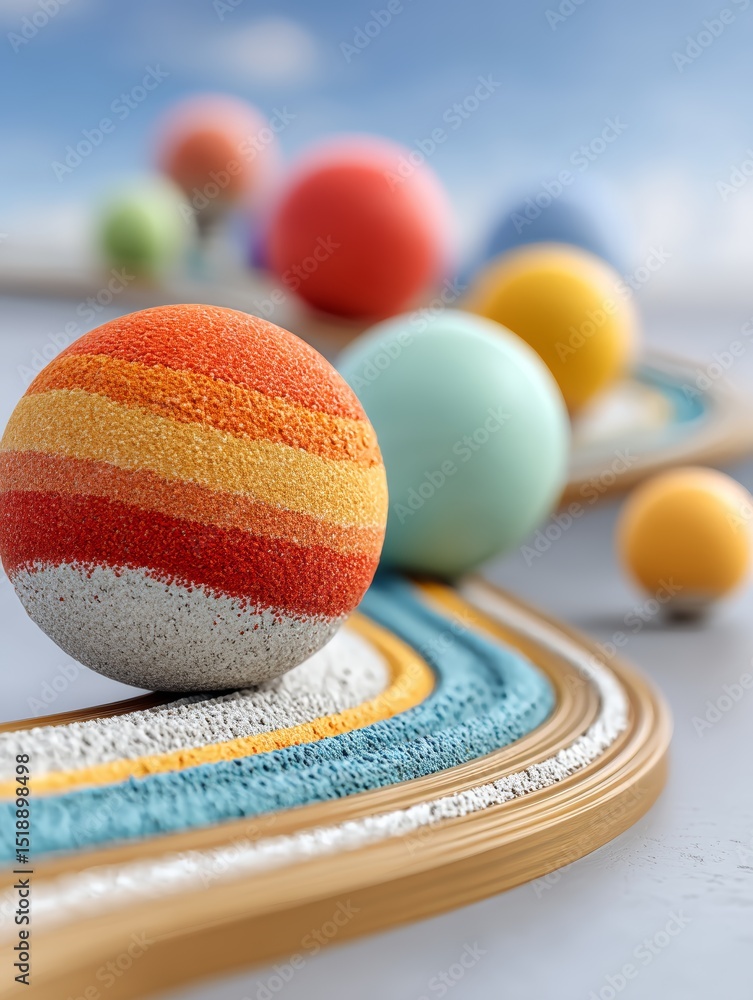 Poster creative representation of the customer journey with colorful 3d elements and paths