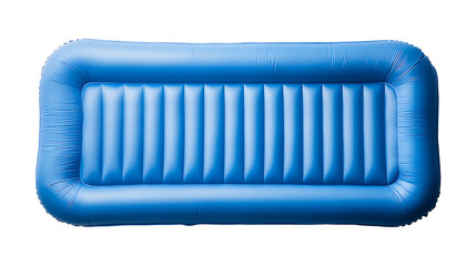 Top view of blue inflatable mattress isolated on transparent background