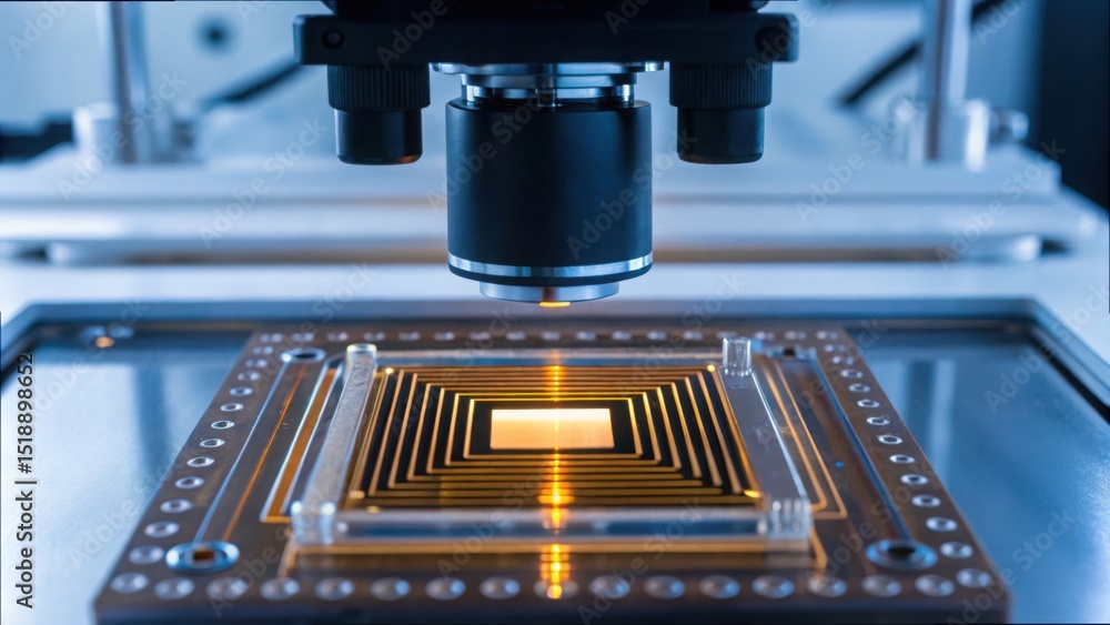 Poster Microfluidic Chip Under Microscope for Drug Testing Applications