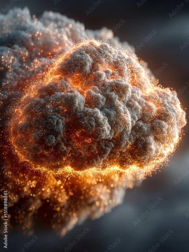 Aufkleber glowing floating cloud with tech elements and radiant background effects