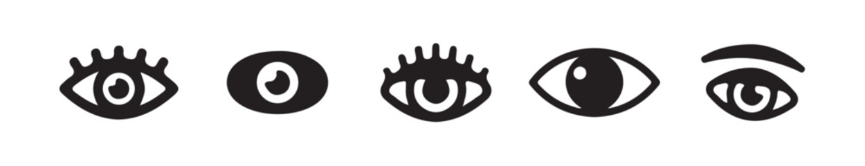 Open and Closed Eye Icons with Slash Variations
