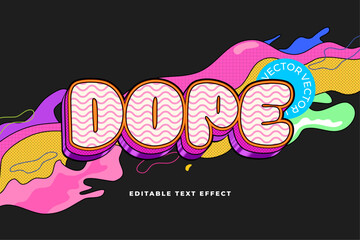 Dope pop art editable text effect with colorful liquid splash background