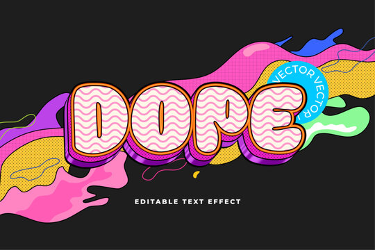 Dope pop art editable text effect with colorful liquid splash background