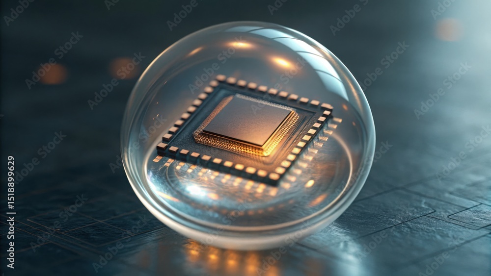 Poster Embedded AI Processor Chip in Transparent Capsule for Tech Innovations