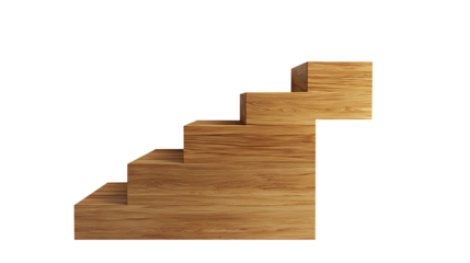 Wooden staircase display isolated on transparent background