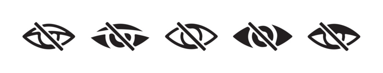 Eyes icon vector collection. Look and Vision icons.Show and hide visability icon set. Show password and hide password. Vector illustration eps 10.