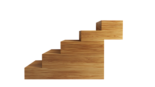 Wooden staircase display isolated on transparent background
