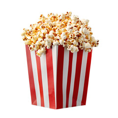 [Transparent Background PNG]Popcorn in a Red and White Striped Box