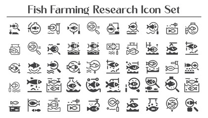 Fish Farming Research Icon Set. Simple Vector Illustration. For Website esign, Logo, App, Template, Ui, Etc. Fishing and aquaculture icons set. outline, linear, marine and symbols