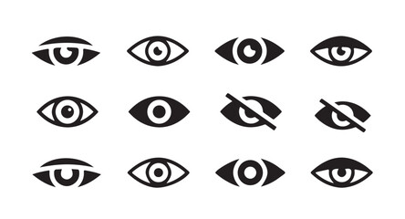 Eye icon set. Eyesight symbol. Simple eye collection.See and unsee symbol. Show password. Vector illustration eps 10.