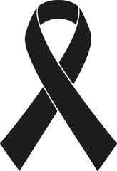 Black Awareness Ribbon Silhouette Vector Illustration