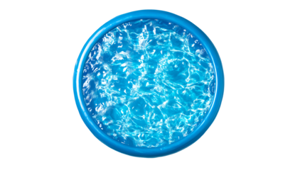 Blue inflatable pool top view isolated on transparent background