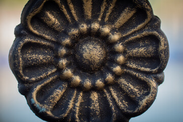 Vintage Cast Iron Floral Ornament Close-Up