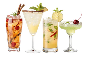 Refreshing cold cocktail drink with lime, ice, and a strawberry in a glass