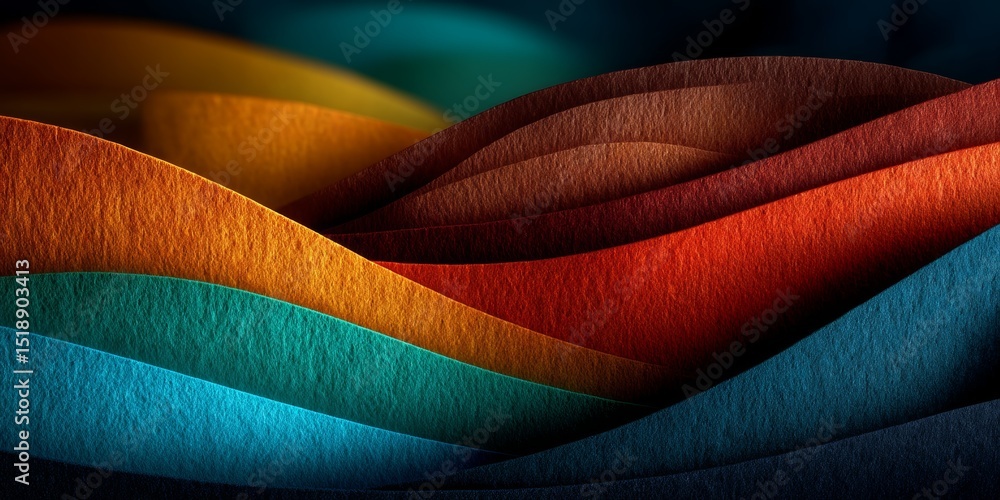 Poster colorful abstract background with layered waves and textured paper design