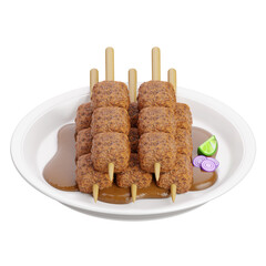 Chicken Satay Indonesian Food 3D Illustration