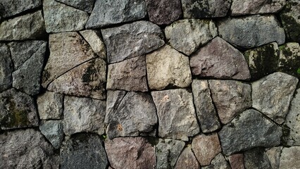 Stack of neatly arranged rocks, textured stone background