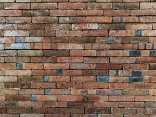 Brick of the wall and cement, The bricks are arranged neatly and glued with cement to form a wall