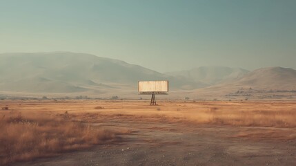 Solitary billboard structure in minimalist setting, ideal for showcasing branding, public messaging, or design layouts.