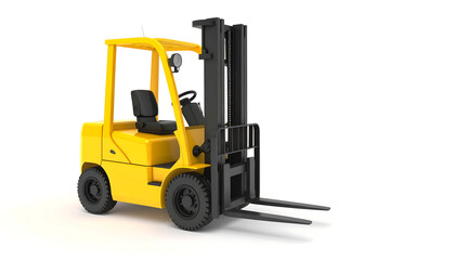 A minimalist mockup of a forklift displayed against a plain white background