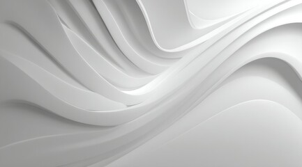 Abstract grayscale image featuring flowing, curved lines creating a sense of depth and movement. The smooth, white forms undulate across the frame, suggesting a three-dimensional texture