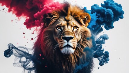 Majestic Lion, Ink Splatter, Animal Illustration