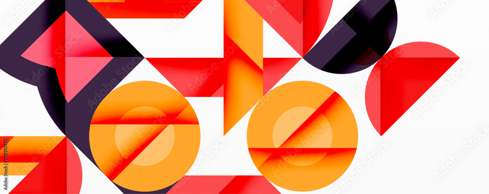 Aufkleber abstract geometric composition. shapes overlap, creating dynamic visual interest. red, orange, black