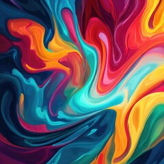 Obraz premium An abstract artwork featuring vibrant, swirling colors in a dynamic composition. The colors blend seamlessly, creating a fluid and energetic visual experience