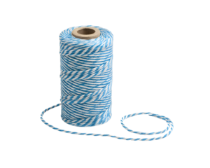 striped twine spool blue and white design