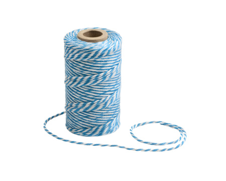 striped twine spool blue and white design
