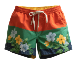 [Transparent Background PNG]Colorful Floral Print Swim Trunks