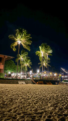 Beautiful Nighttime View of the Beach with Palm Trees in the Foreground, Fisherman's Village, Koh Samui, Thailand