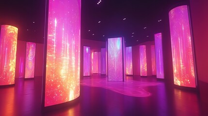 Luminous Pillars: A Neon Dreamscape Installation