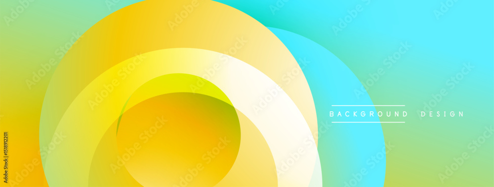Poster Abstract colorful layers create dynamic gradient effect. Smooth curves blend yellow, green, turquoise hues. Modern design element.