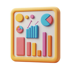 PNG 3D Colorful Data Charts Business Analytics  Financial Reporting Visualization against transparent Background