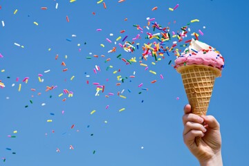 Ice Cream Cone with Sprinkles Explosion