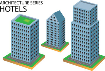 illustration vector of building and hotels