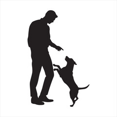 Man Interacting with Dog Silhouette - Pet Training & Companion Icon