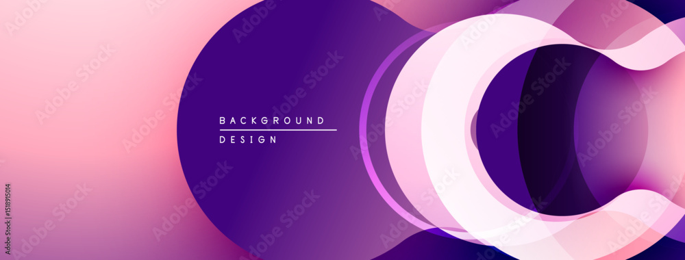 Poster abstract design features overlapping purple, pink layers. gradient creates smooth transition, modern