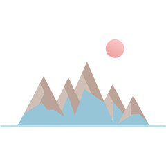 Stylized Mountain Range Depicted with Geometric Shapes and Cool Tones