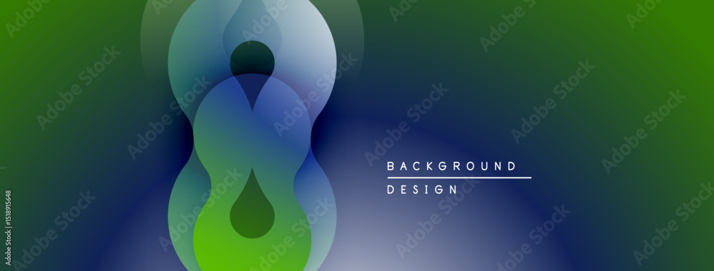 Poster Abstract overlapping circles create dynamic gradient effect. Modern design, vibrant colors, smooth transitions. Ideal background element.