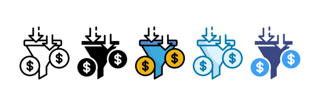 Sales Funnel Icon Set Multiple Style Collection