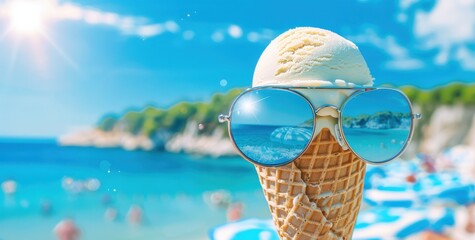 Beach Day Treat: Ice Cream with Sunglasses