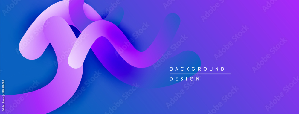 Poster abstract flowing shapes, vibrant purple hues, modern design. gradient background creates dynamic vis