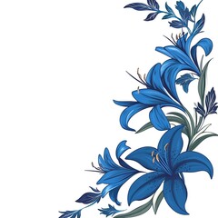 A delicate border of blue lilies in motion.