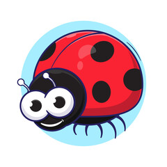Cute cartoon of red smile lady bug beetle illustration vector suitable used for icon, mascot, logo, symbol and others
